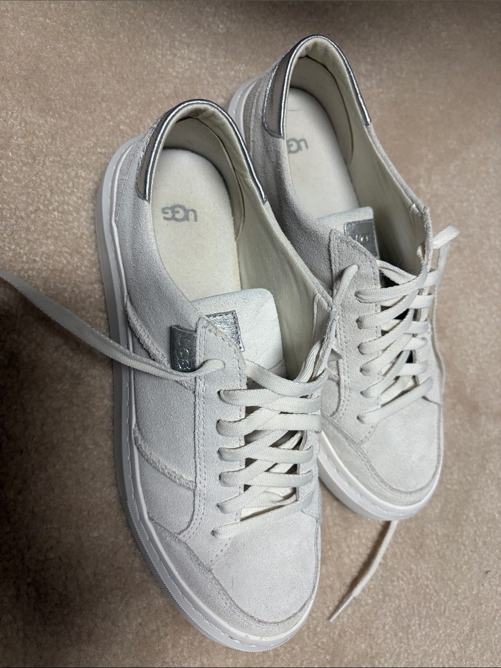 UGG women’s white Suede Low-Top Sneakers